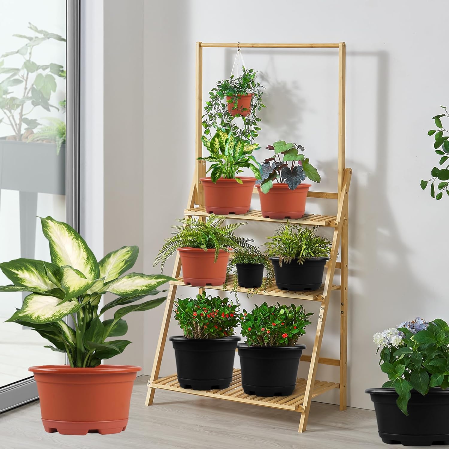 5 Pack 10.5 inch Plant Pots,Planter-Pots-for-Plants，Plastic Flower Pot
