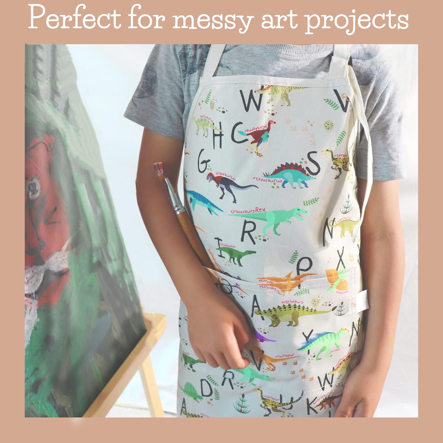 Kids Aprons for Girls and Boys, Toddler Apron with Pocket for Painting