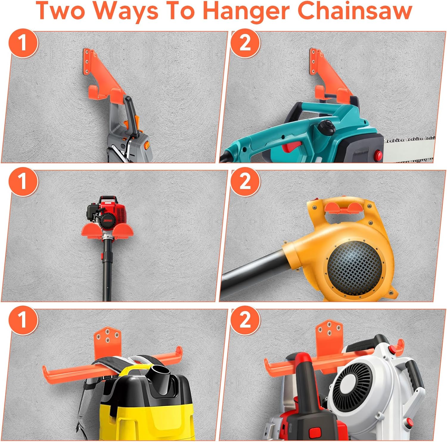 3 Pack Chainsaw Holder, Weed Eater Hanger, Backpack Blower Rack, Thick