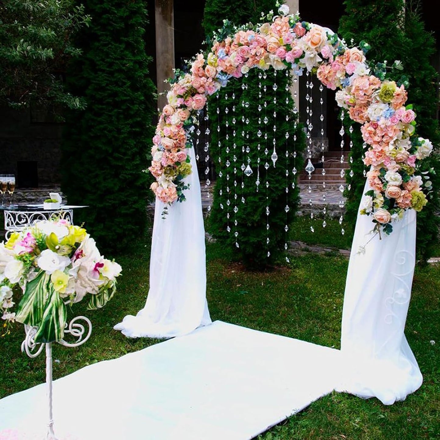 Black Metal Garden Arch, Decorative Rose Arbor for Climbing Plants, Outdoor/Indoor Pergola, Wedding Archway, Durable & Stylish, 280x220x25cm