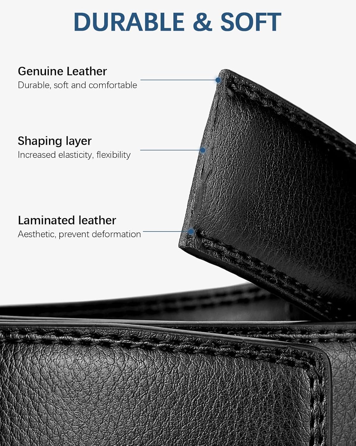 BOSTANTEN Ratchet Leather Belt For Men 2 Pack Dress and Casual with Ad