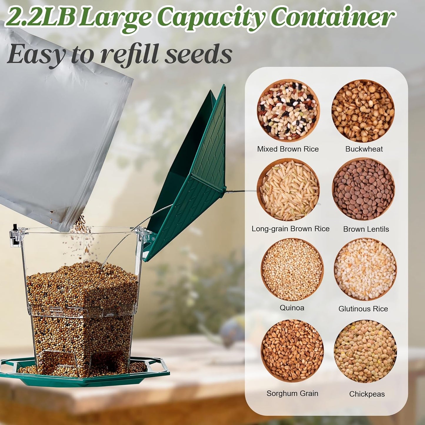 KSIA Klear Bird Feeder for Outdoor Hanging, Squirrel Proof Bird Feeders, Wild Birdfeeders Outside Hanging, Large Capacity Birdfeeder for Cardinal, Attracting Wild Birds, 2 Pack