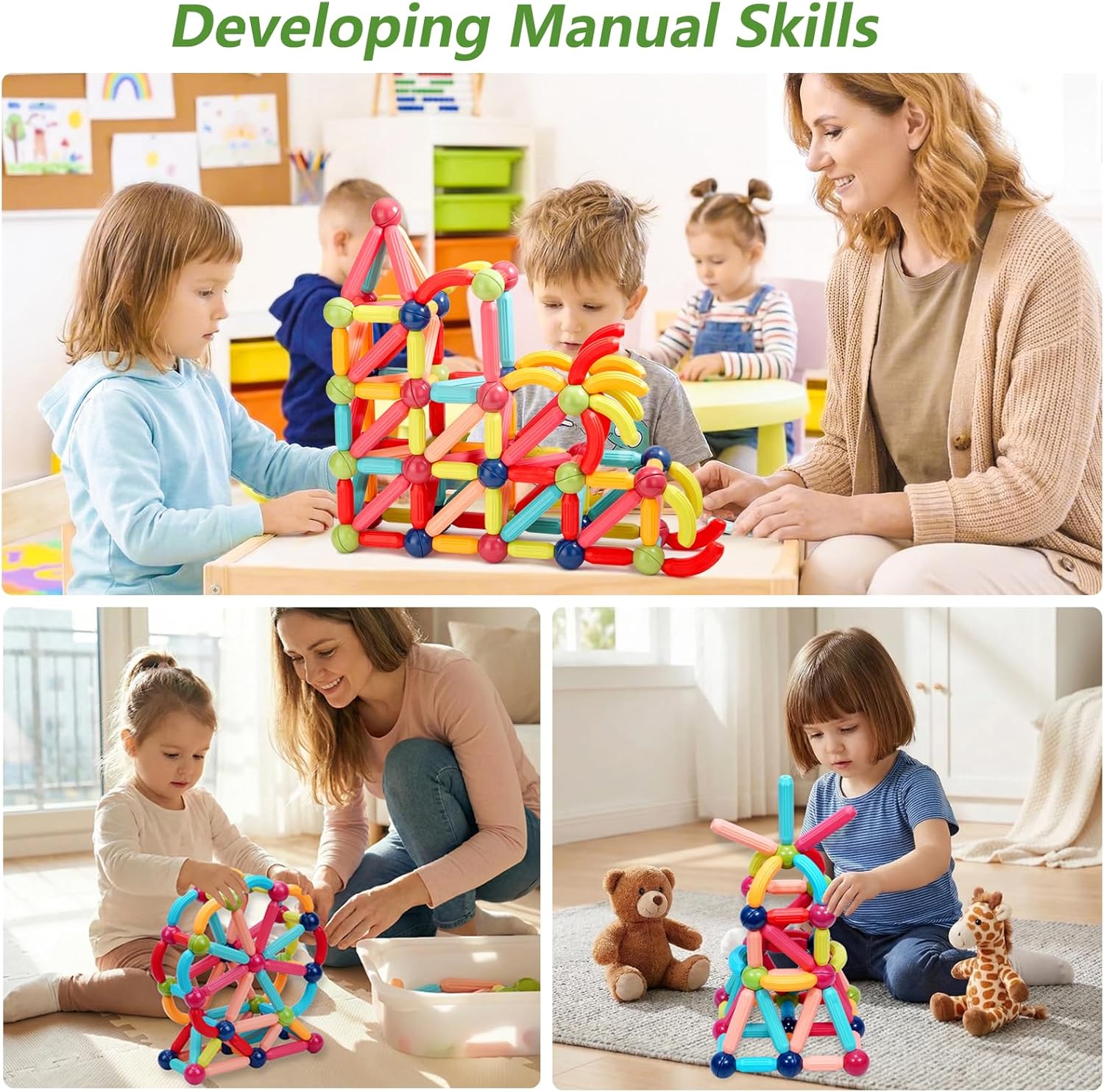 COUOMOXA Magnetic Building Blocks for Toddlers: STEM Educational Toys 