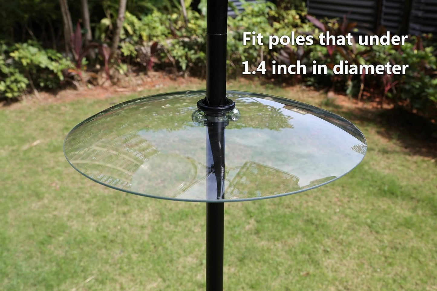 2 Pack 13 1/2 Inch Clear Glass Squirrel Baffle Weather Guard for Shepherd Hook or Bird Feeding Station Pole or Hanging Bird Feeders