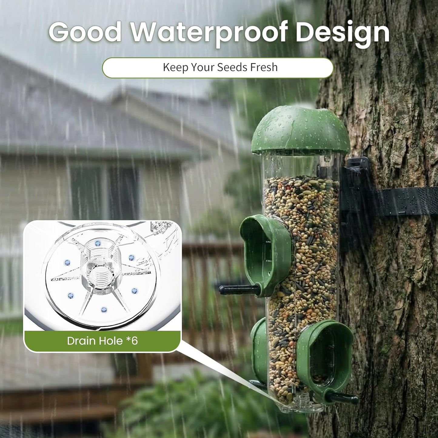LONA Bird Feeders for Outdoors, Tube Feeder Weatherproof with Multiple Hanging Methods, Wild Bird Feeding Silo for Outside, 3 Port