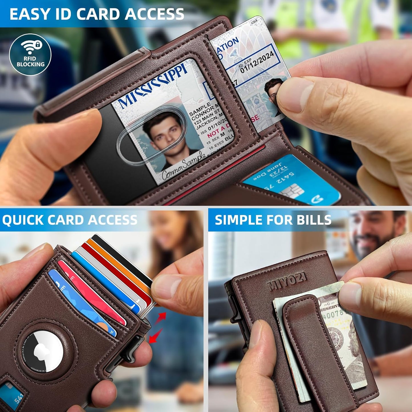 Airtag Wallet for Men,with Money Clip 10 Cards Metal Case Smart Slim P