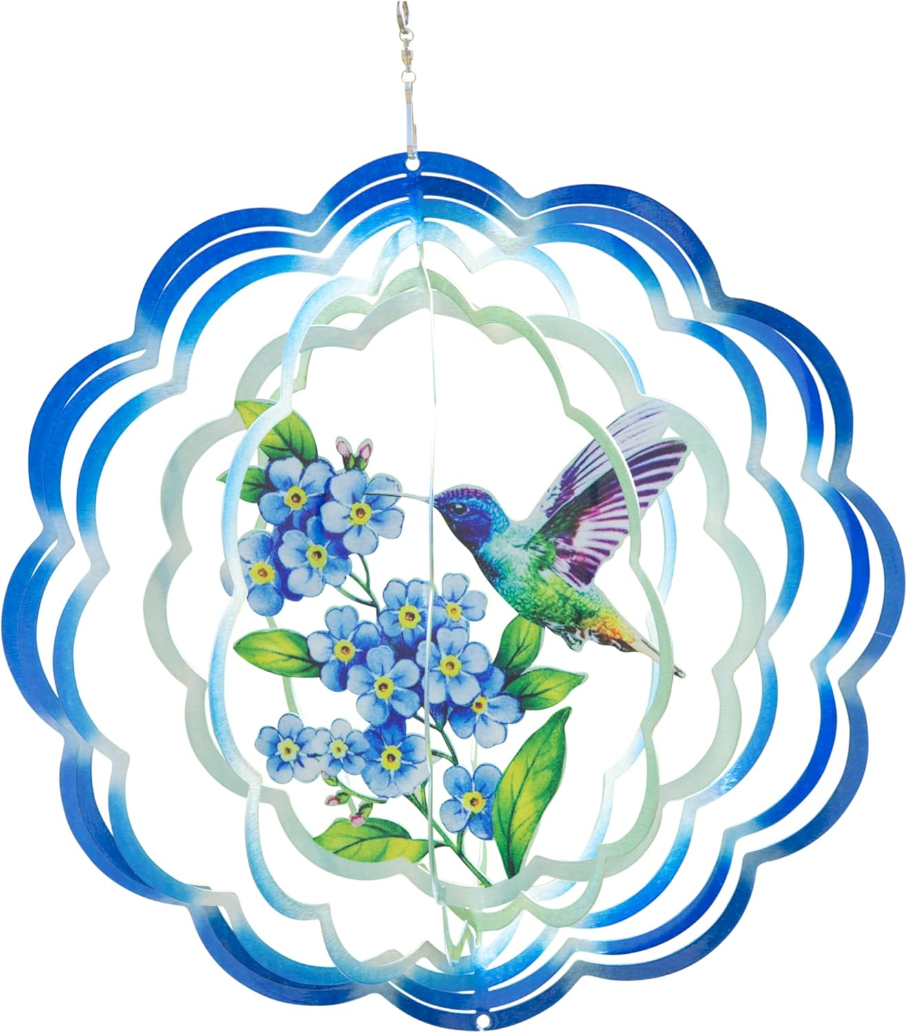 VP Home Floral Hummingbird Wind Spinner - Metal Outdoor Wind Spinners 