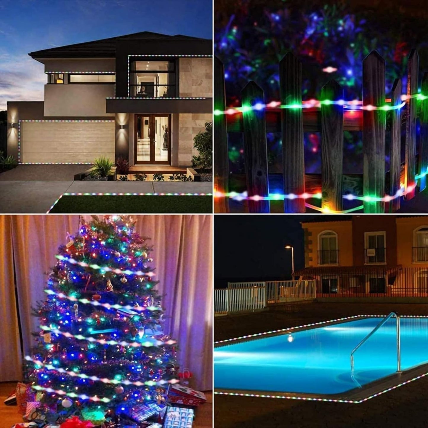 Solar Strip Lights Outdoor 5M Waterproof, 150LED Flexible Solar LED Strip with Remote, 8 Modes Timer, IP65 for Stairs, Fence, Patio, Courtyard, Christmas Decor (Colorful)