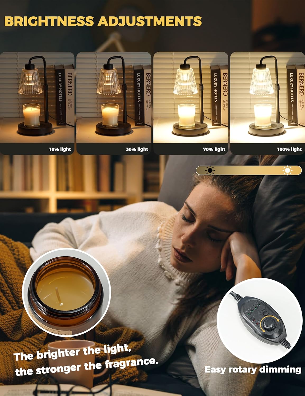 Candle Warmer Lamp with Timer Dimmable, Birthday Gifts for Women Mom, 