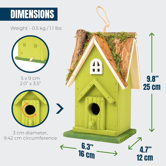 MEKKAPRO Bird House for Outside - Decorative Hanging Birdhouses for Outdoors, Birdhouse with Easy Clean Out Door, Hand-Painted Birdhouses for Chickadees, Wrens, Nuthatches, and Titmice