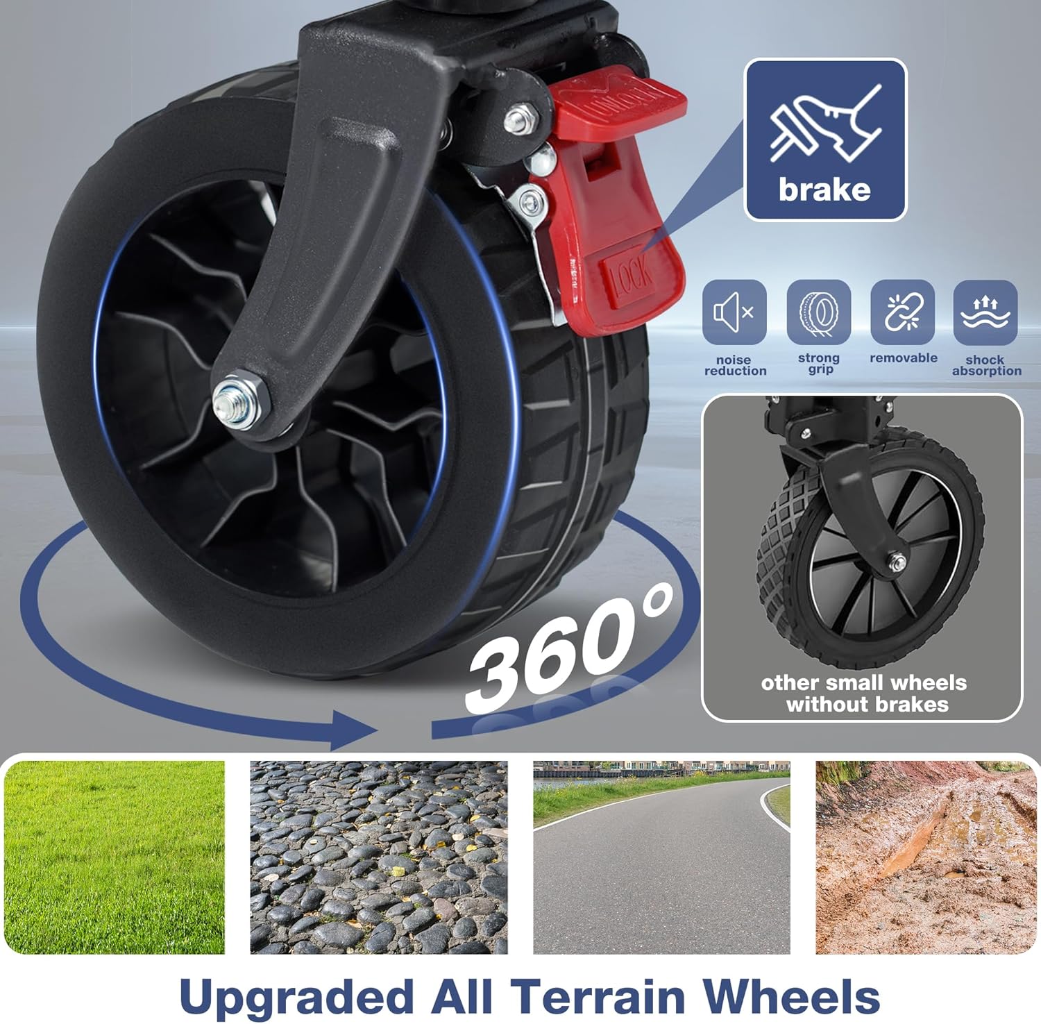 Collapsible Wagon Cart Foldable with Big Wheels Brakes, 250lbs Folding