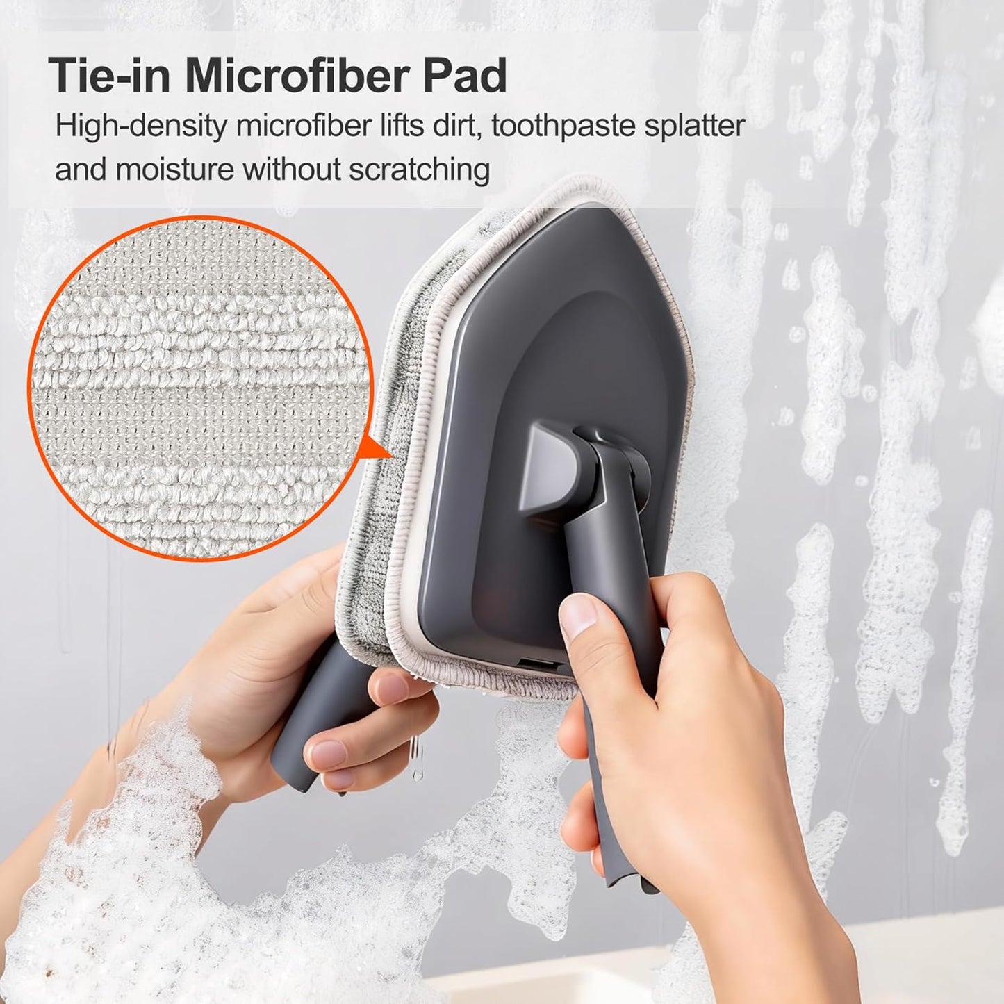 Tile Tub Scrubber Brush with 3 Different Function Cleaning Heads and 56" Extendable Long Handle-No Scratch Shower Scrubber for Cleaning Bathroom Kitchen Toilet Wall,Bathtub,Sink,Grey