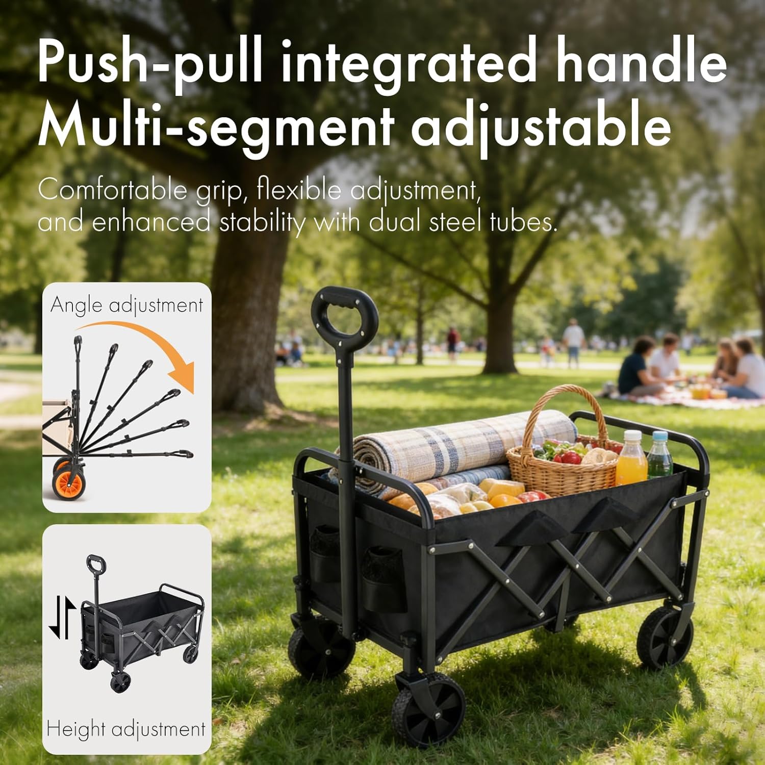 Wagons Carts Foldable,Portable Utility Shopping Cart with Wheels, 600D