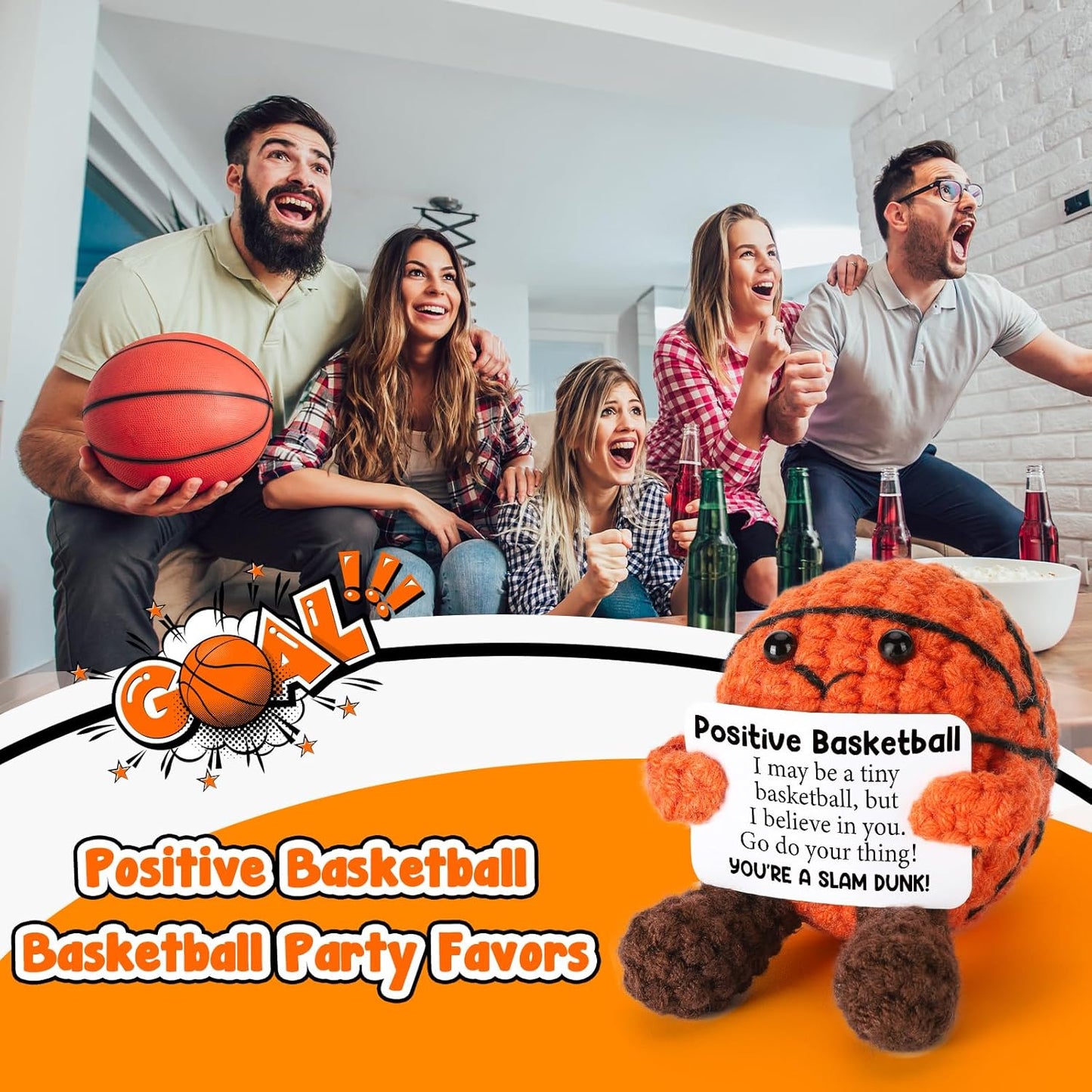 Positive Crochet Basketball Easter Basket Essentials Stuffers for Teenage Boys Girls Easter Gifts for Kids Teens - Emotional Inspirational Support Birthday Gift for Women Men Friends Teammate