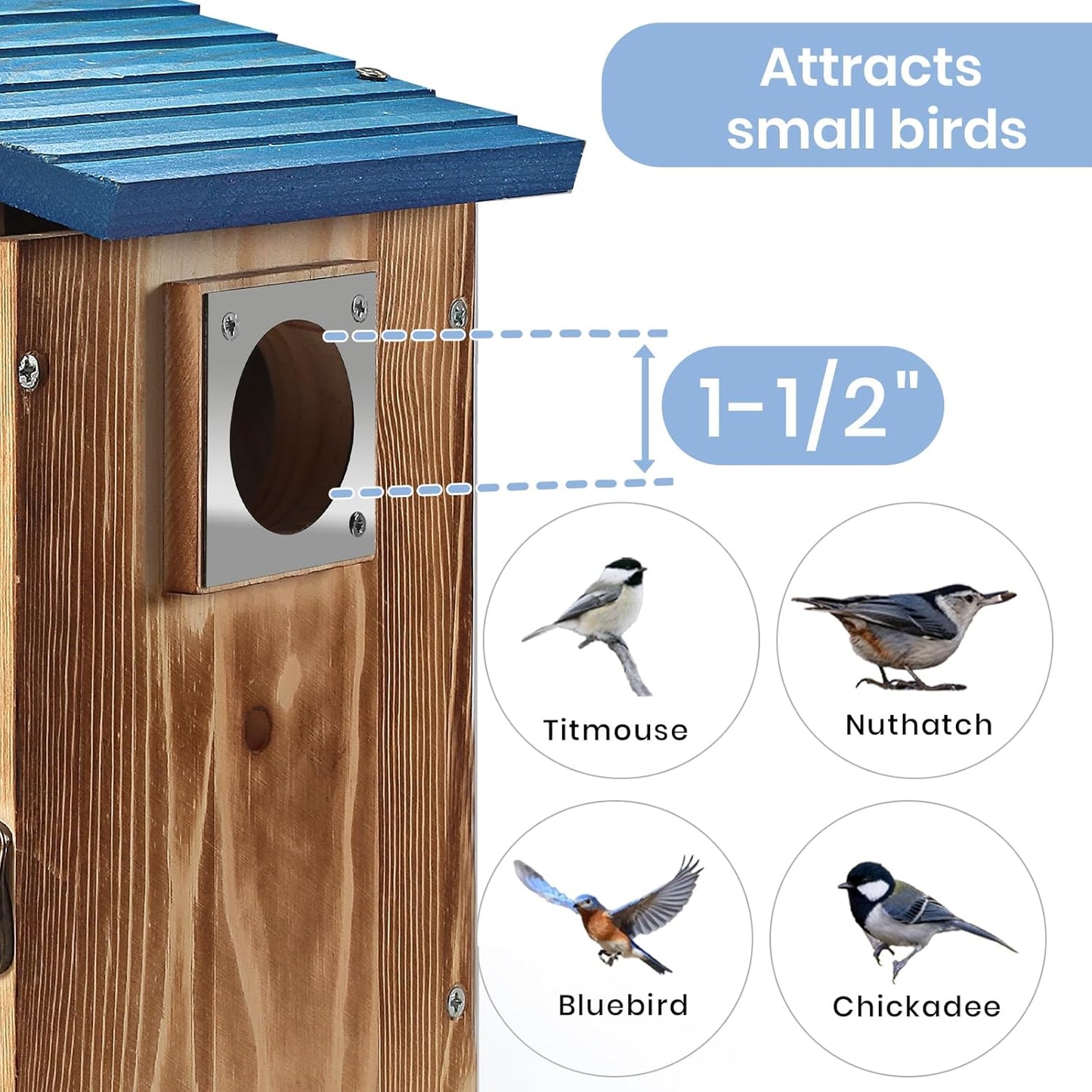 Blue Bird Houses for Outside with Gift Box - Durable Birdhouses for Ou