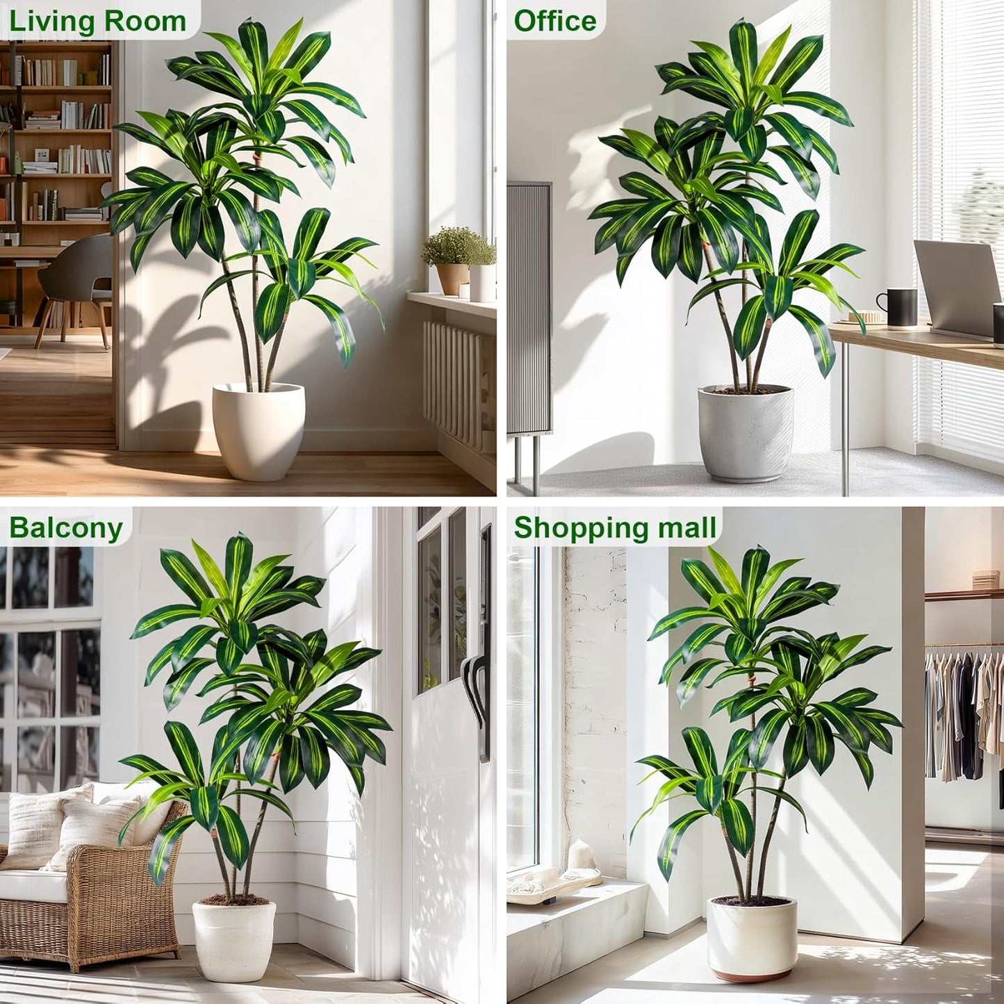 Tall Fake Tree Artificial Trees Plant with White Planter Pot Indoor Outdoor Potted Silk Plants Large Faux Trees loor Floor for Home Living Room Office Outside Patio para decoracion Housewarming Gift