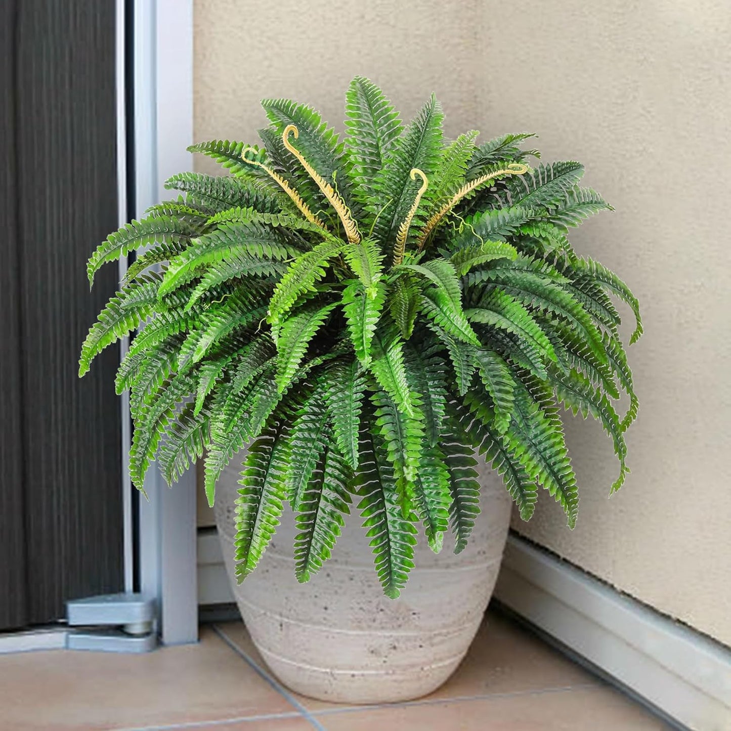 48" Artificial Ferns Plants for Outdoors Indoors, Large UV Resistant 95 Leaves Fake Boston Ferns Bush Artificial Plants, Large Hanging Faux Plant Greenery for Living Room Entrance Office Home Decor