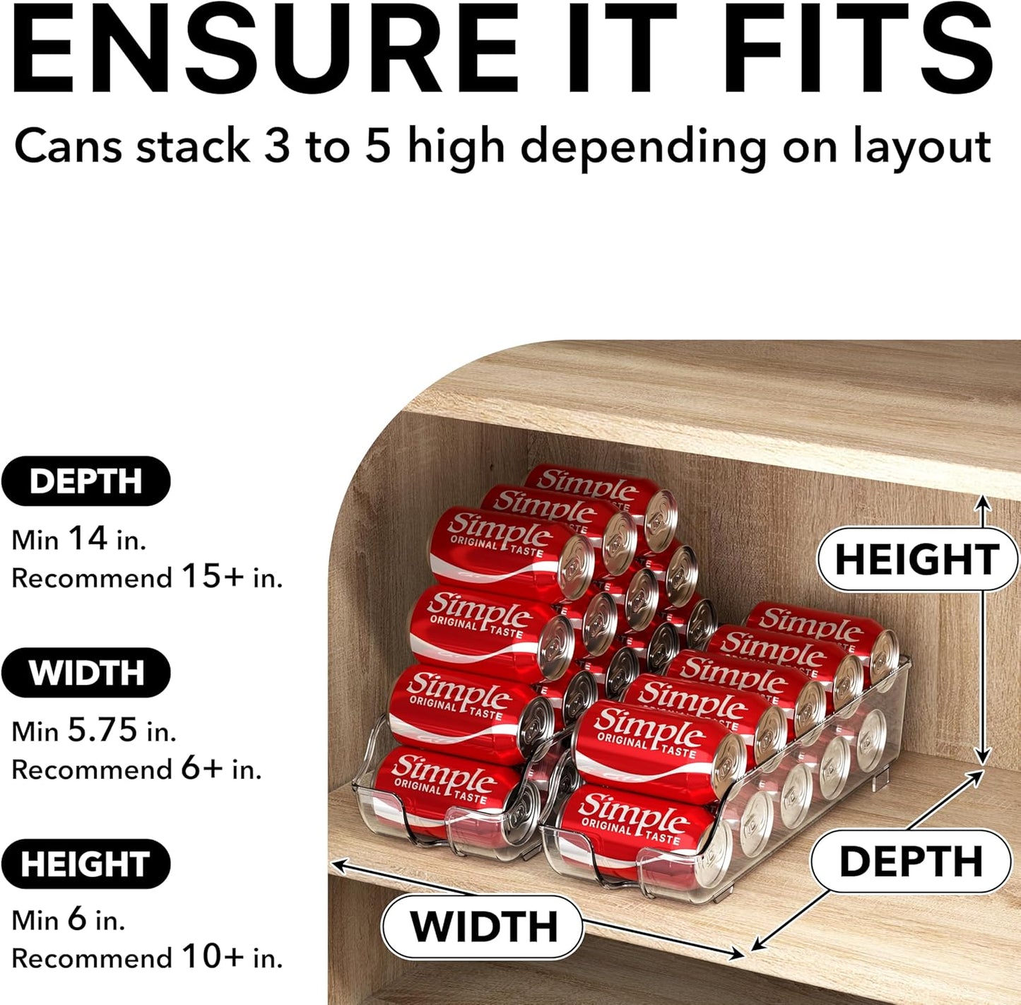 Simple Houseware Soda Can Organizer and Dispenser for Refrigerator / P