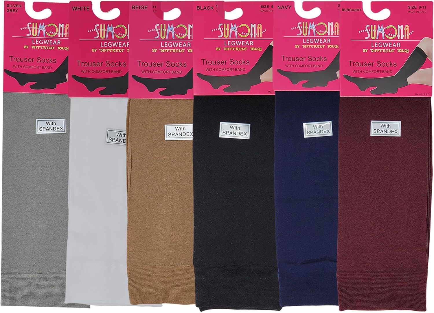 SUMONA 6 Pairs Women Opaque Stretchy Spandex Knee High Trouser Socks