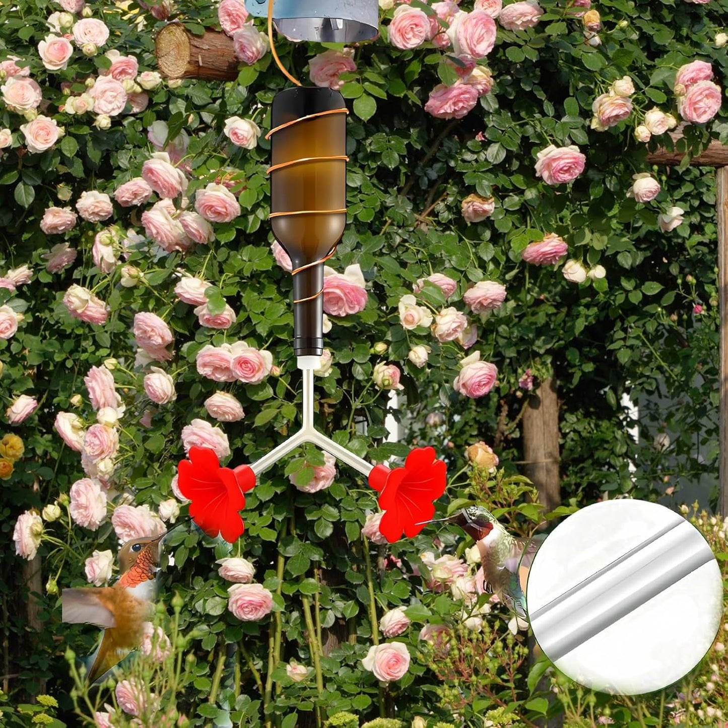 Pack Of 3 Y Shape Hummingbird Feeders Flower Feeder Outlet For Outdoor Garden Bird Watering Attracts Wildbird Hummingbird Feeder Red Flowers