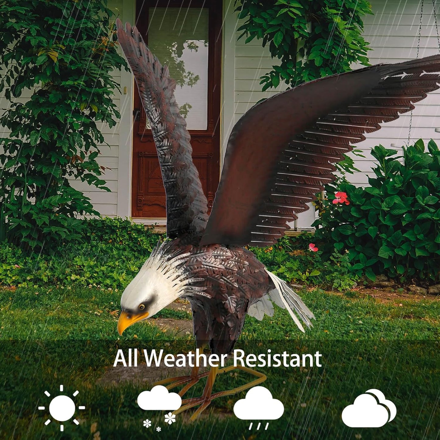 Kircust Garden Sculpture & Statue, Bald Eagle Large Outdoor Statues Me
