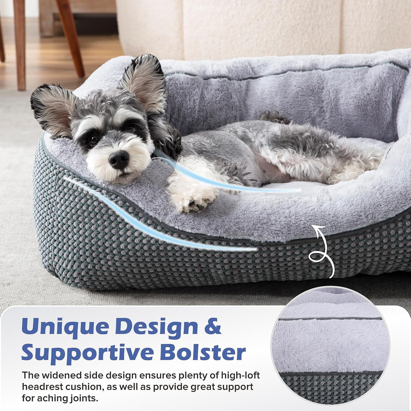 INVENHO Medium Dog Beds for Medium Dogs Washable, Rectangle Dog Bed Me