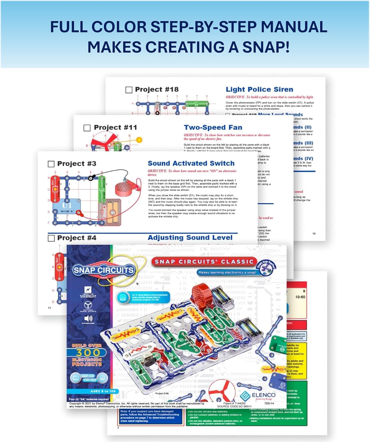 Snap Circuits Classic SC-300 Electronics Exploration Kit | Over 300 Pr