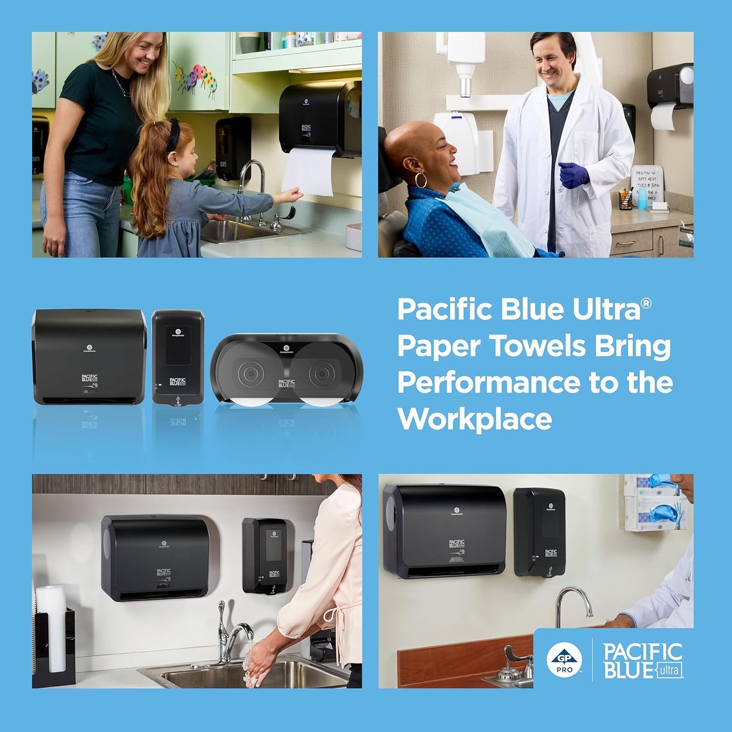 Georgia-Pacific, Pacific Blue Ultra, 9" Paper Towel Rolls (26610), White, 6 Rolls per Case, 400' per Roll