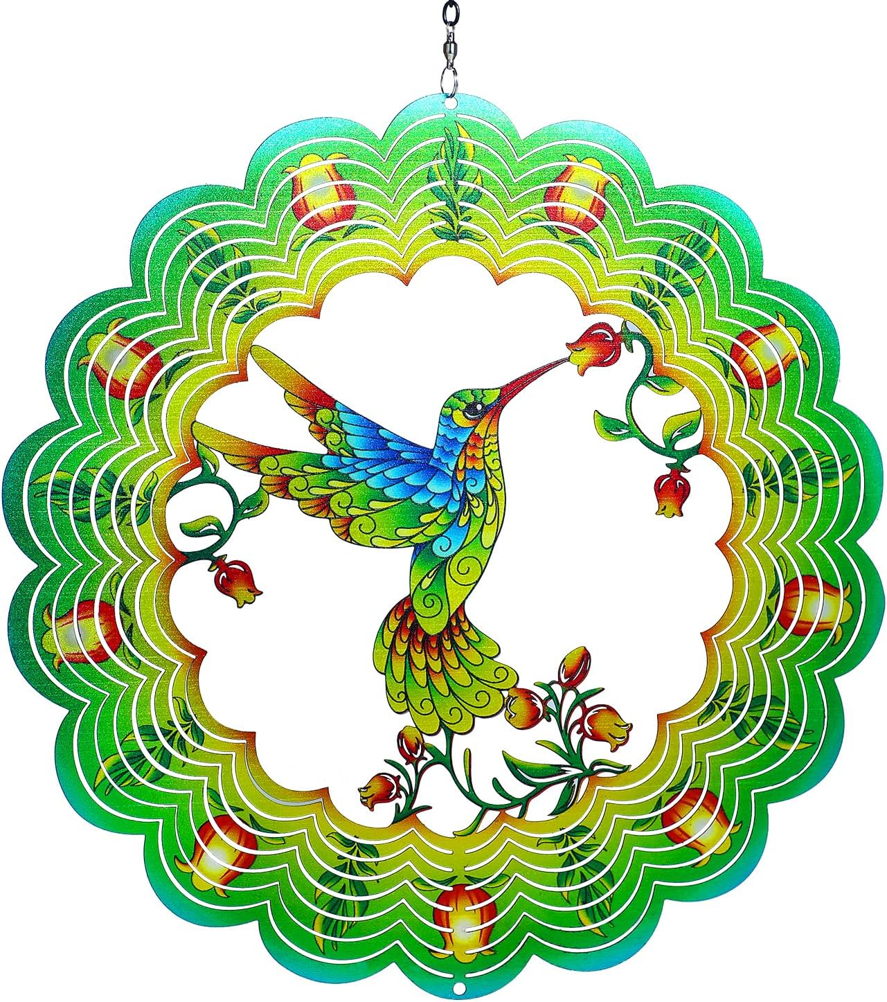 Hummingbird Wind Spinners Hummingbird Gifts for Women/Men 12 inch 3D Stainless Steel Hanging Wind Spinner Metal Bird Wind Catchers Kinetic Sculpture for Indoor/Outdoor Decor,Yard Art,Garden Decoration