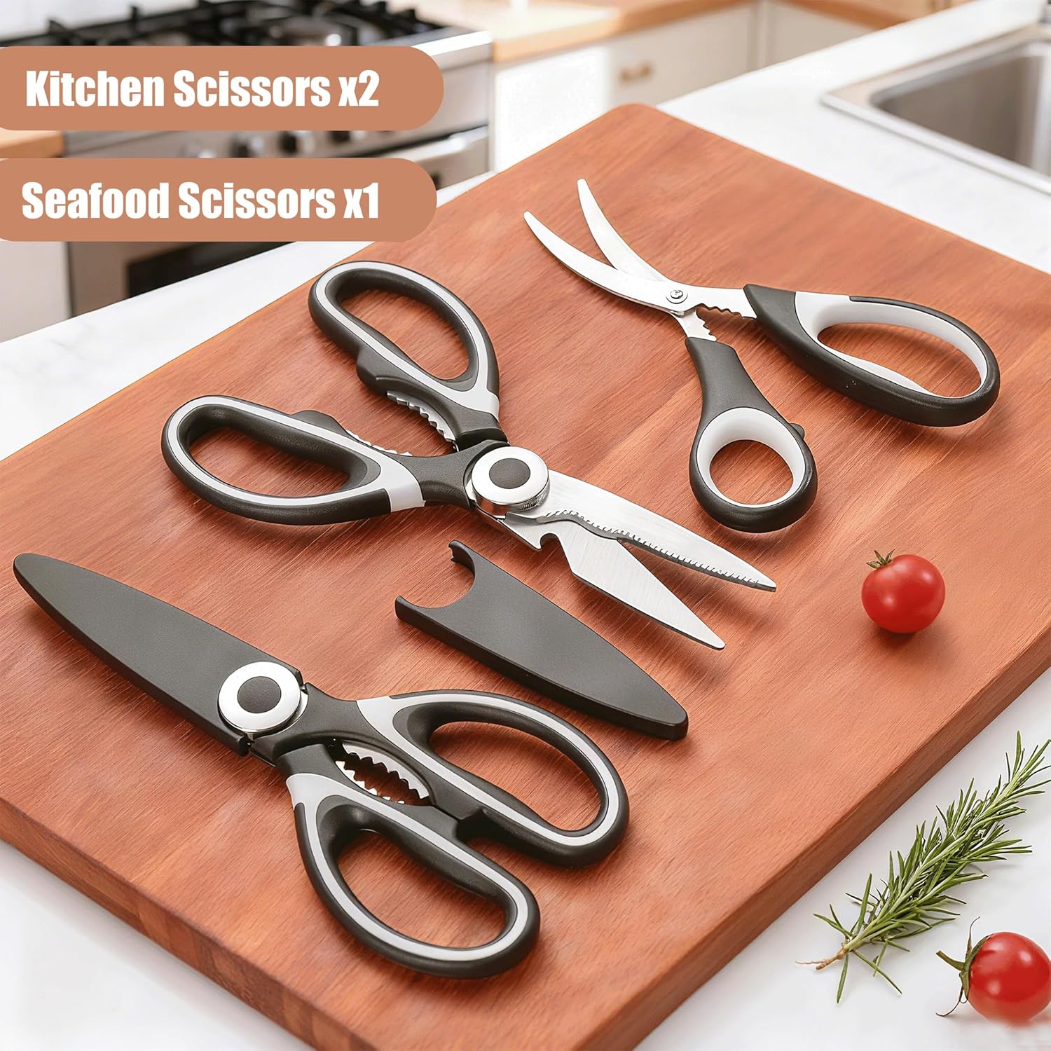 Food Grade Kitchen Scissors All Purpose 3 Pack - Heavy Duty Stainless 