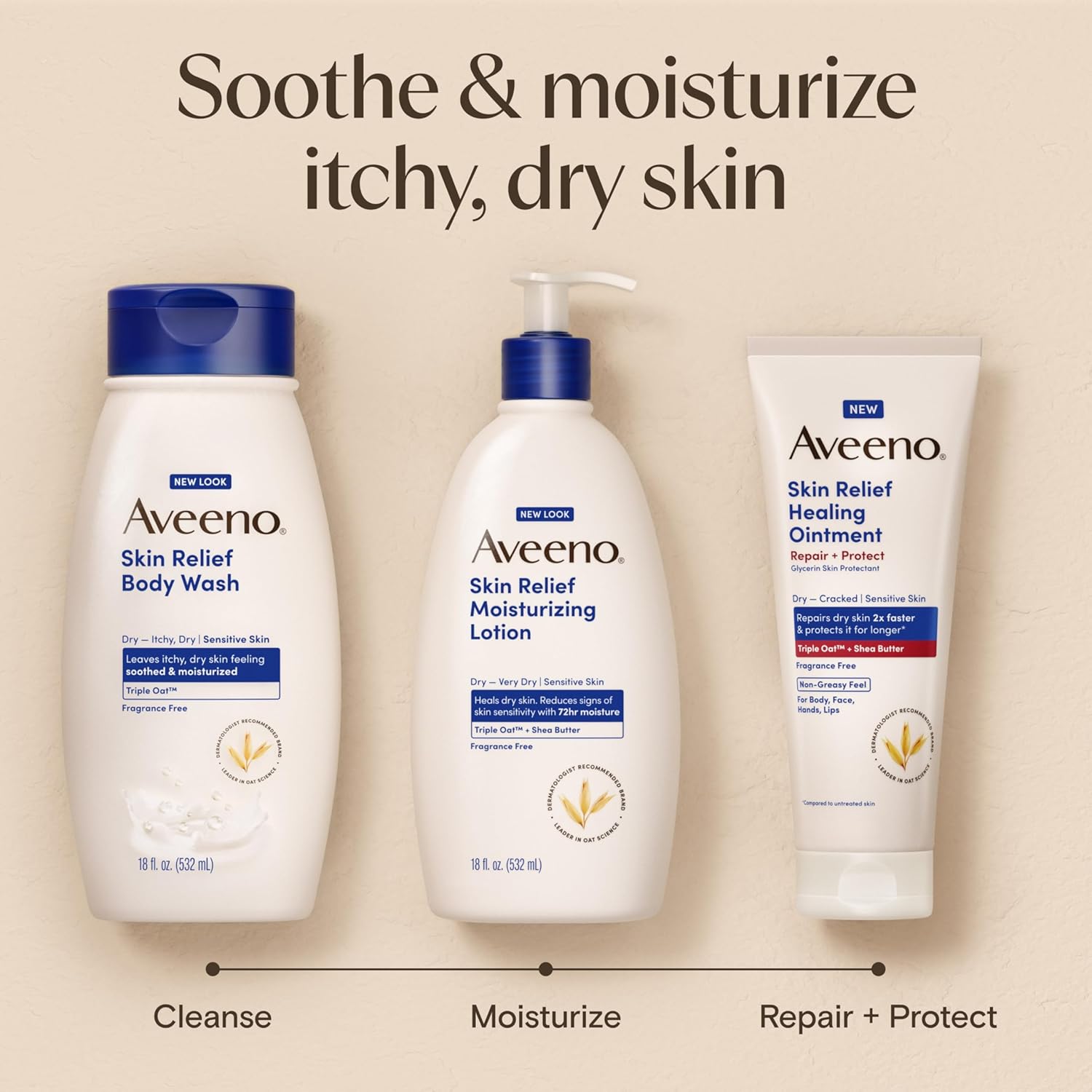 Aveeno Skin Relief Moisturizing Lotion Heals Very Dry, Sensitive Skin,