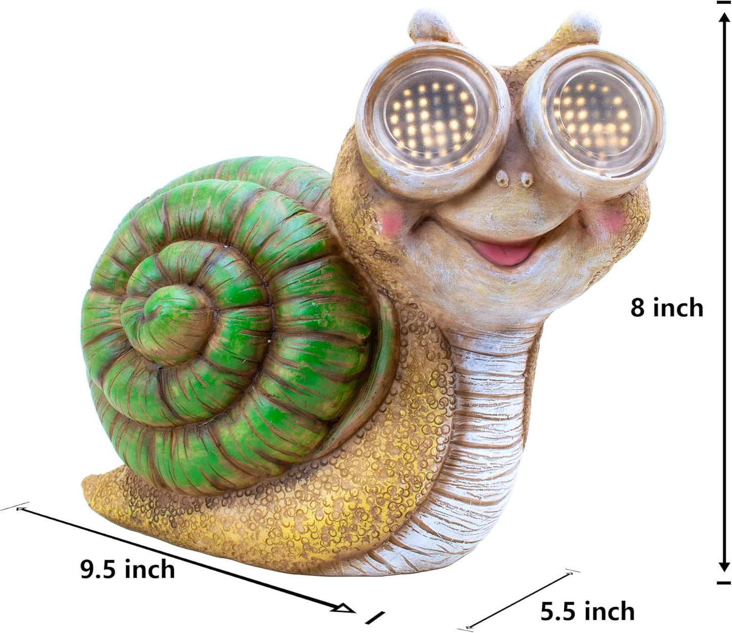 Solar Snail Statue Garden Light, Solar Powered Outdoor Decor with LED Eyes, Resin Garden Figurine for Yard/Patio/Lawn, Waterproof Solar Statue, Gift for Women/Mom/Grandparents