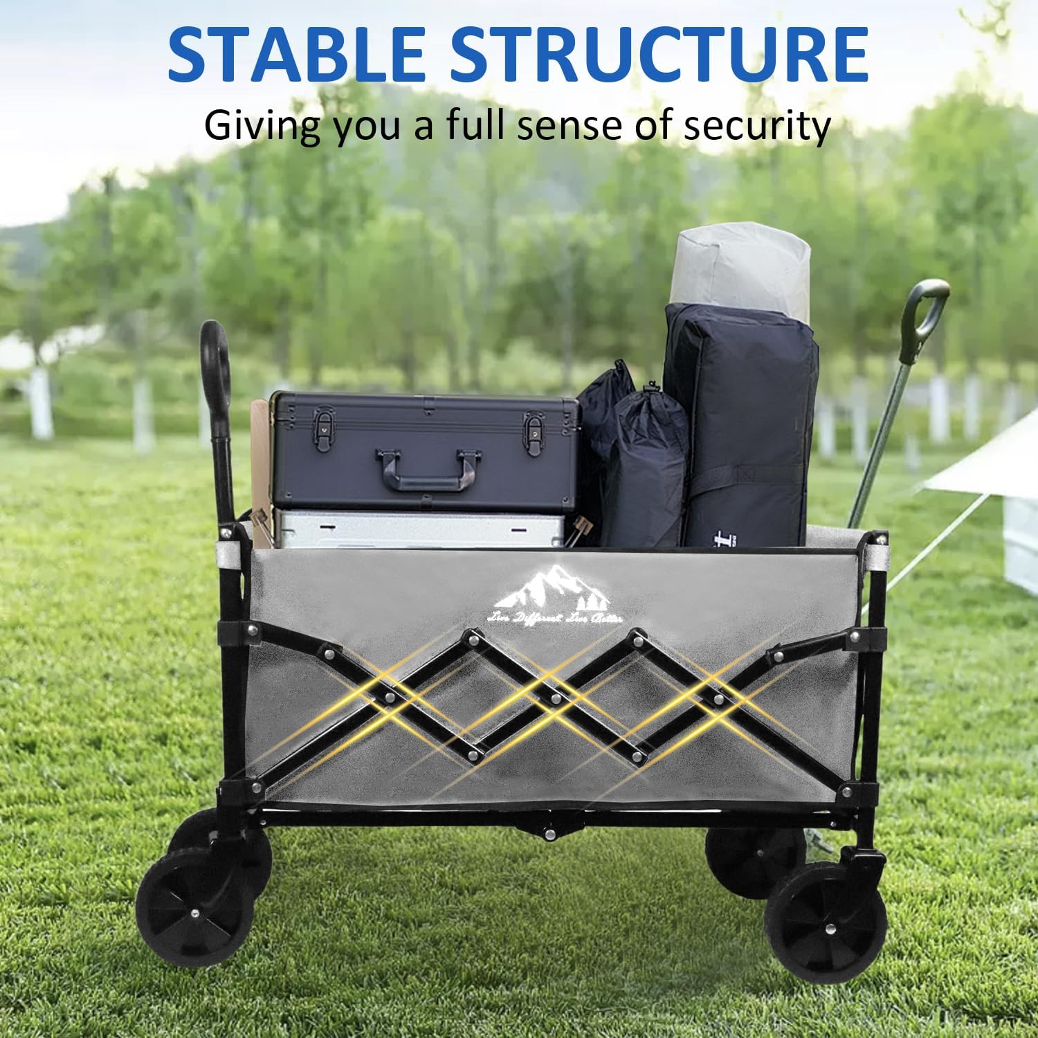 Collapsible Wagon Folding Utility Cart, Beach Wagon 352LBS Heavy-Duty 