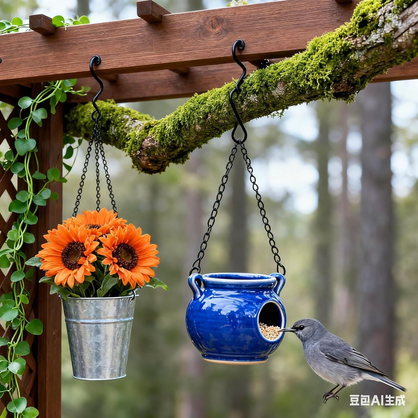 Black Hanging Plant Chains Kit, 20-Inch Adjustable Plant Hangers with Hooks and Clip for Hanging Baskets, Bird Feeders, Wind Chimes, Planters and Porch Signs 8Pack