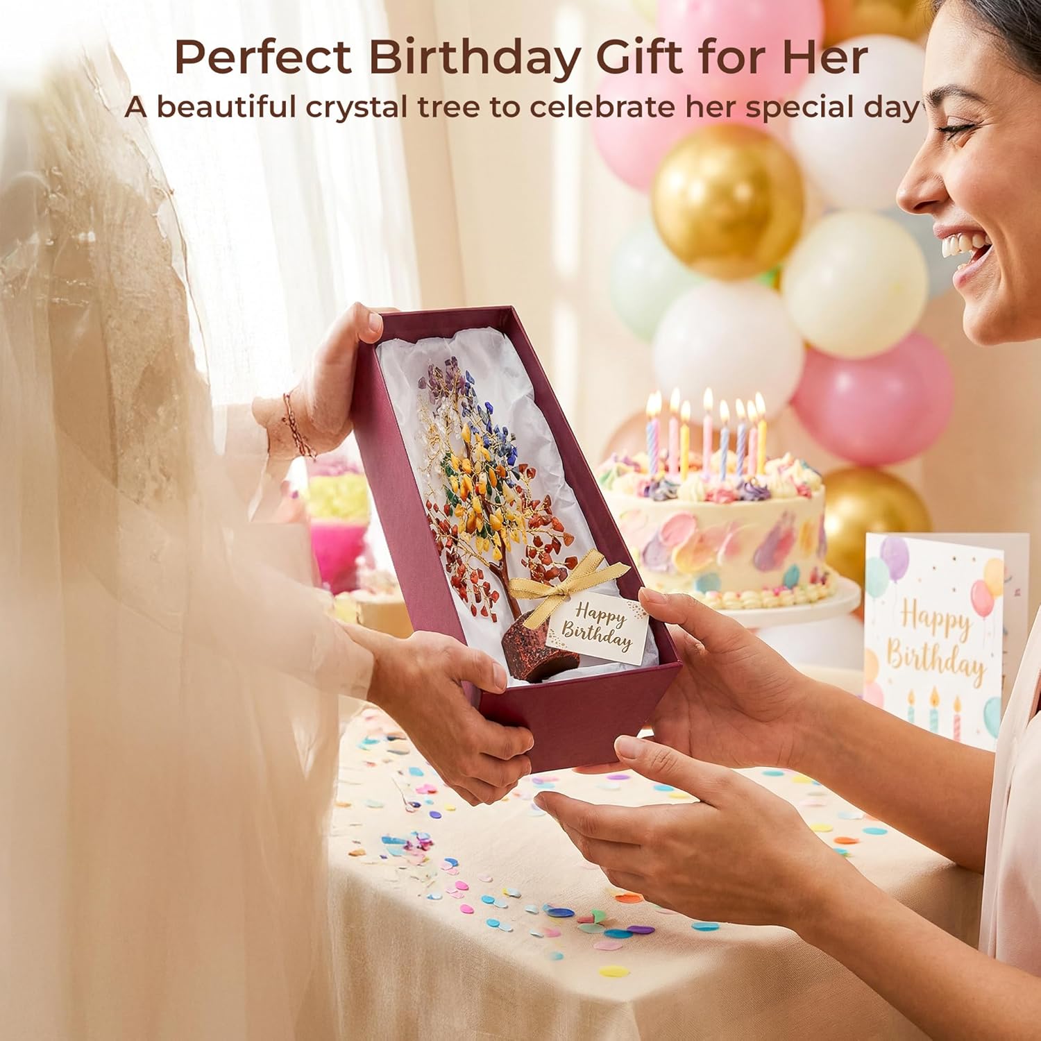 Crystal Tree of Life 7 Chakra Birthday Gifts for Women, Unique Gifts f