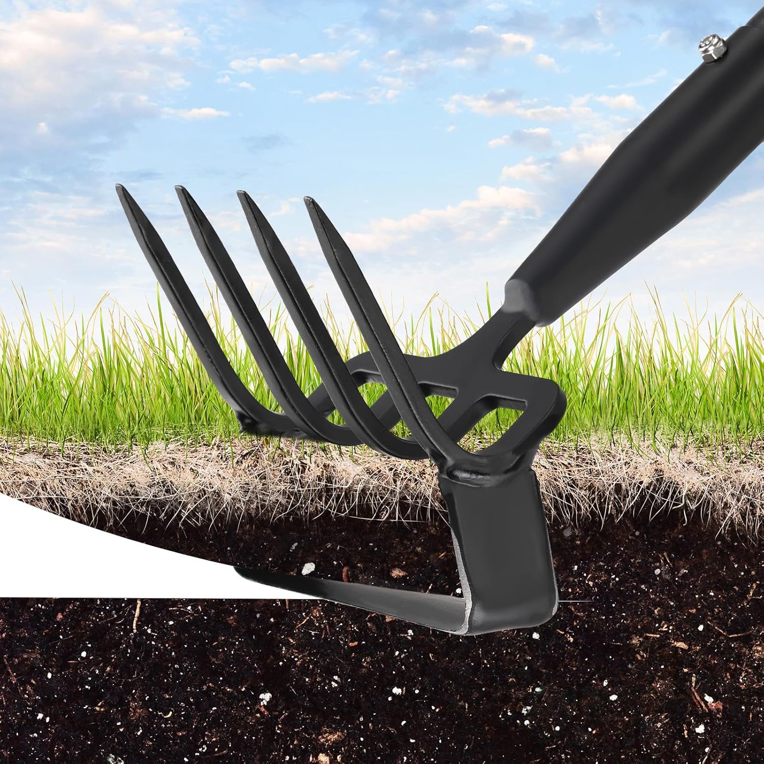 2-in-1 Garden Hoe Tool, Adjustable Length from 37 to 60inch, Ergonomic
