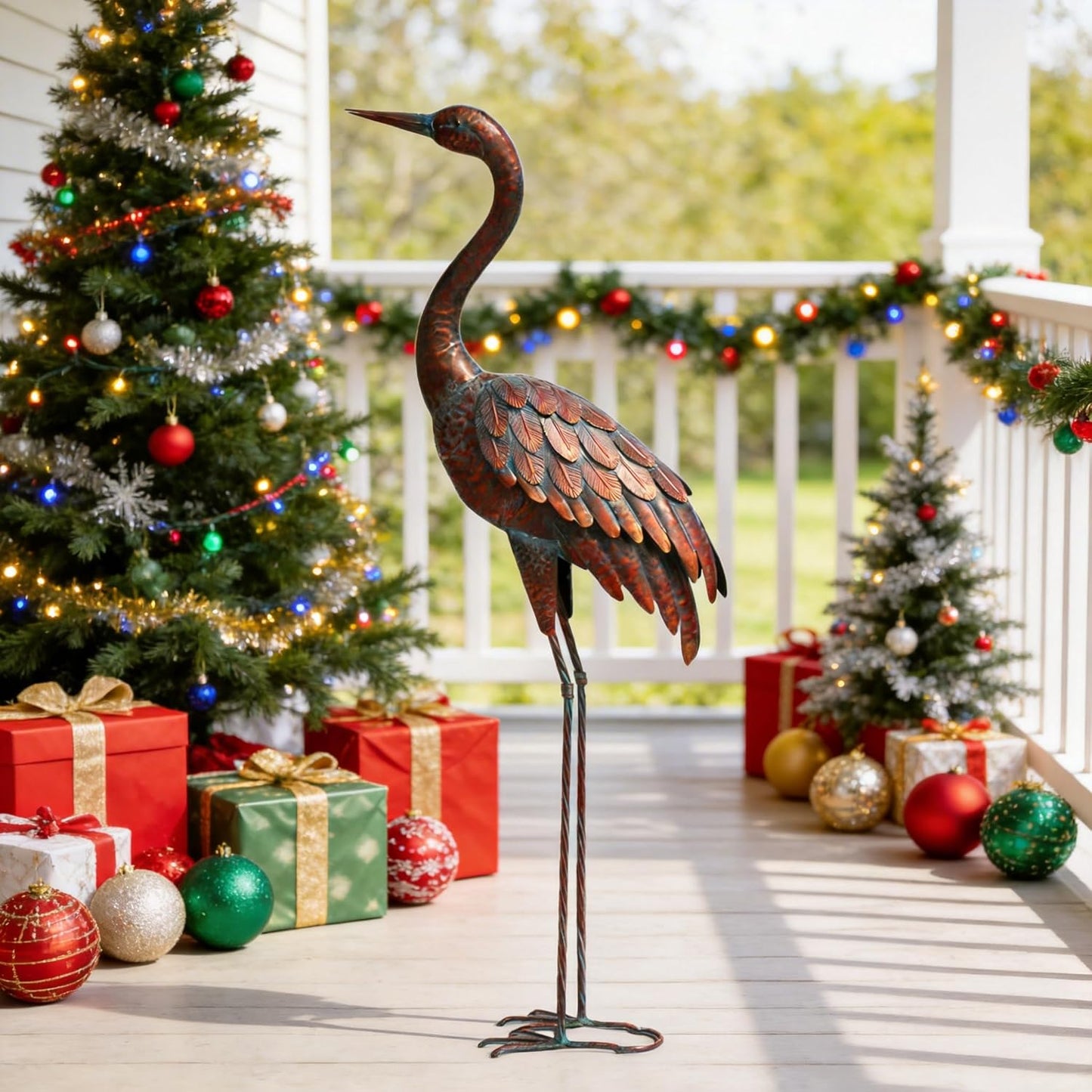 chisheen Outdoor Garden Crane Statues and Sculptures Metal Yard Art Statue for Garden Decoration Large Size