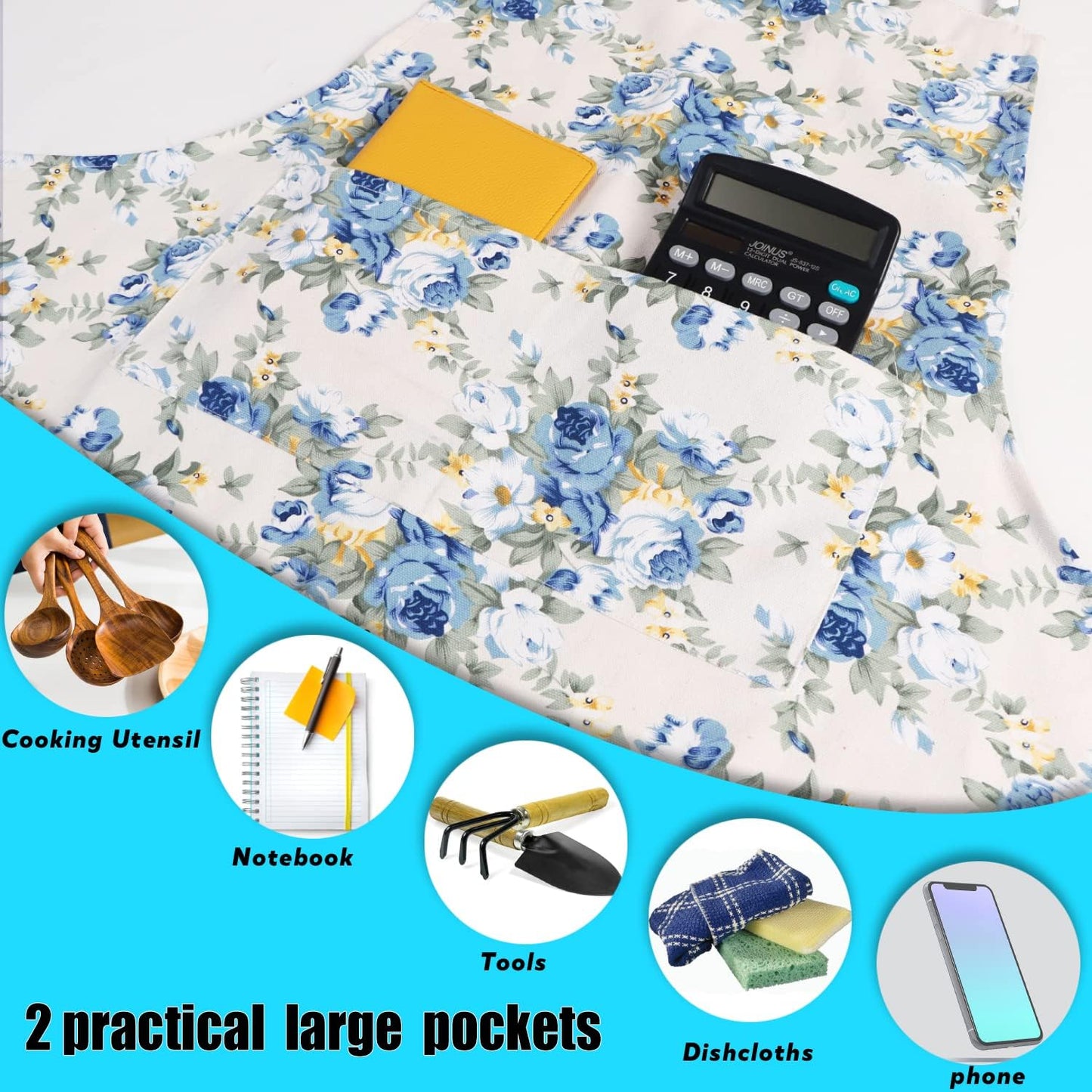 LOLOMLO Oversize Canvas Cotton Apron, Extra Large Aprons with Long Str