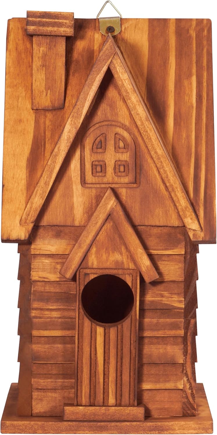MIXUMON Bird Houses for Outside, Outdoor 2 Bird House Room for 2 Bird Families Bluebird Finch Cardinals Hanging Birdhouse for Garden (Style 11)