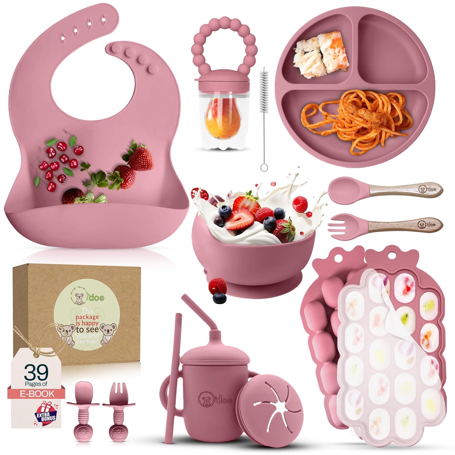 O'doe Baby Weaning Set – 15 Pcs Silicone Baby Feeding Set with Suction