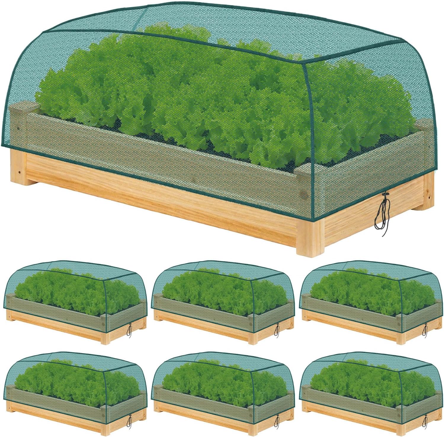 Qualirey 6 Pack Garden Netting for Raised Beds, 59" x 28" x 18" Mesh P