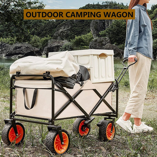 Heavy Duty Collapsible Folding Wagon - Outdoor Utility Cart for Campin