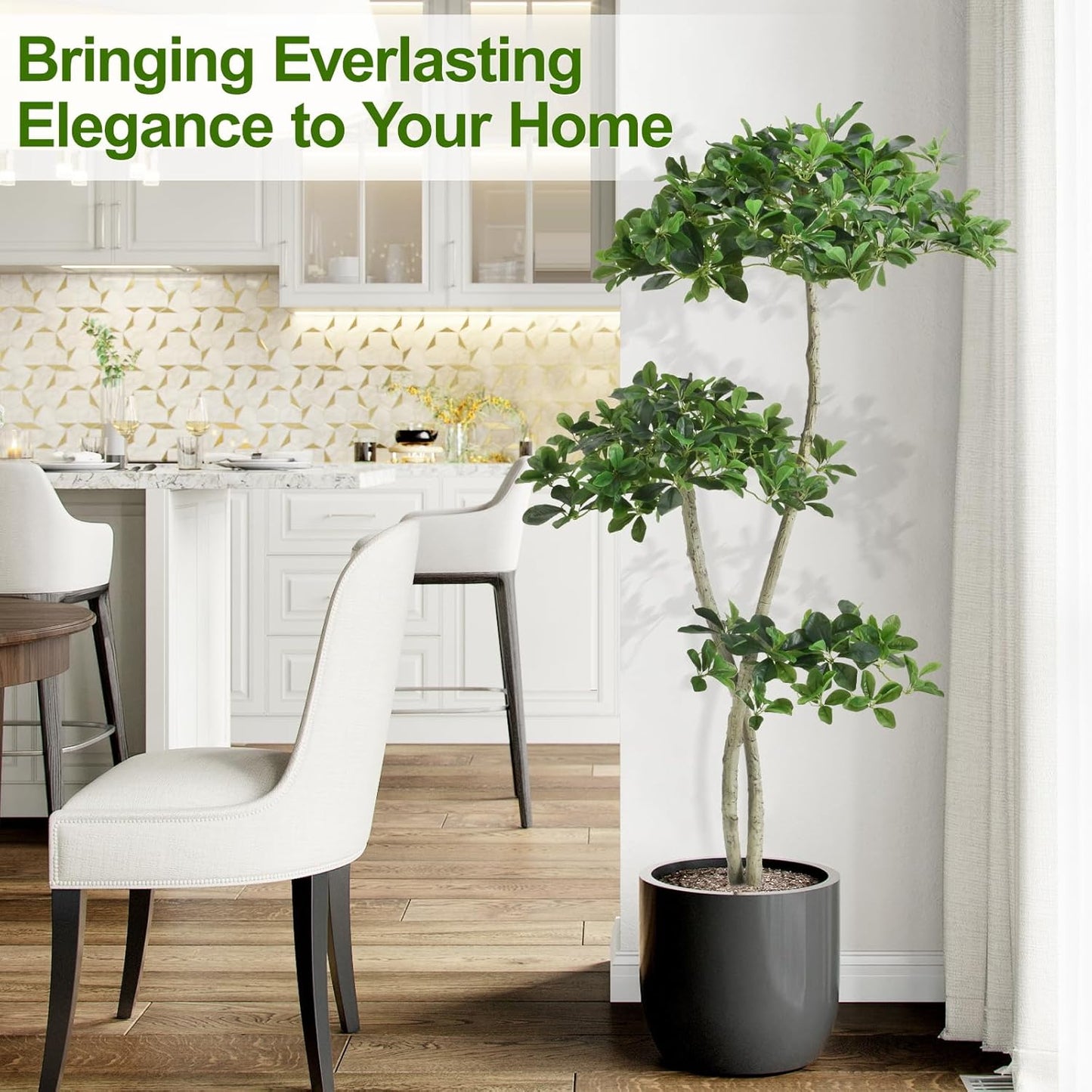 5ft Tall Artificial Black Olive Tree with 945 Lifelike Leaves, Fake Plant in White Pot, Faux Olive Tree with 2 Poles for Living Room Office Garden Decor