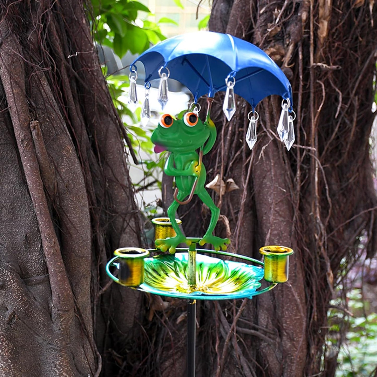 Weather Bird Feeder Metal Design for Hummingbirds Providing Double Food and Water in Gardens Easy Install Outdoor Garden Feeder