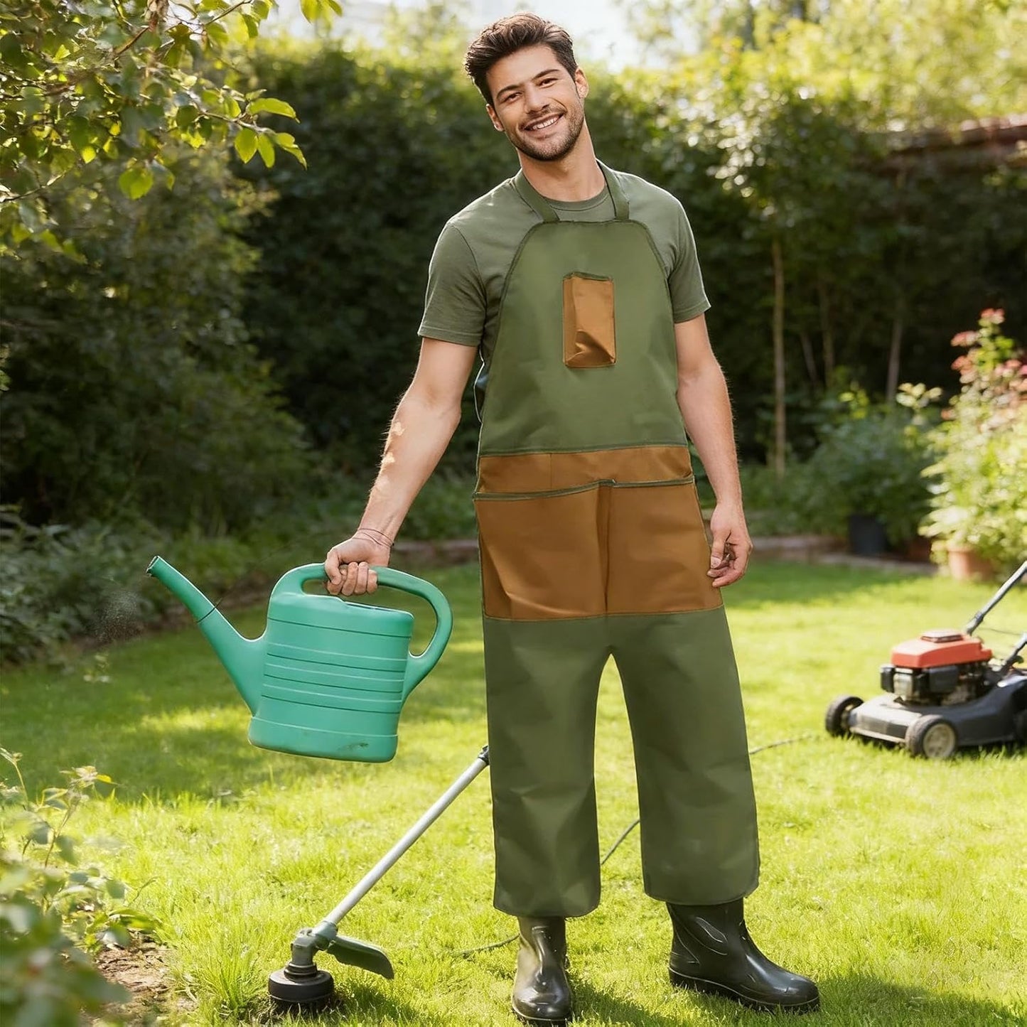 Adjustable Work Gardening Apron, Waterproof Lightweight Tool Apron, Practical Outdoor Gardening Accessory with Storage