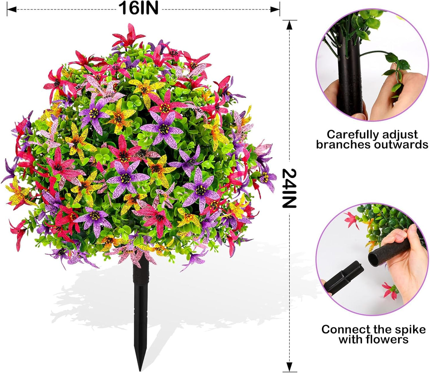 Artificial Topiary Ball Tree Outdoor Plants with Ground Spike 22"- UV 