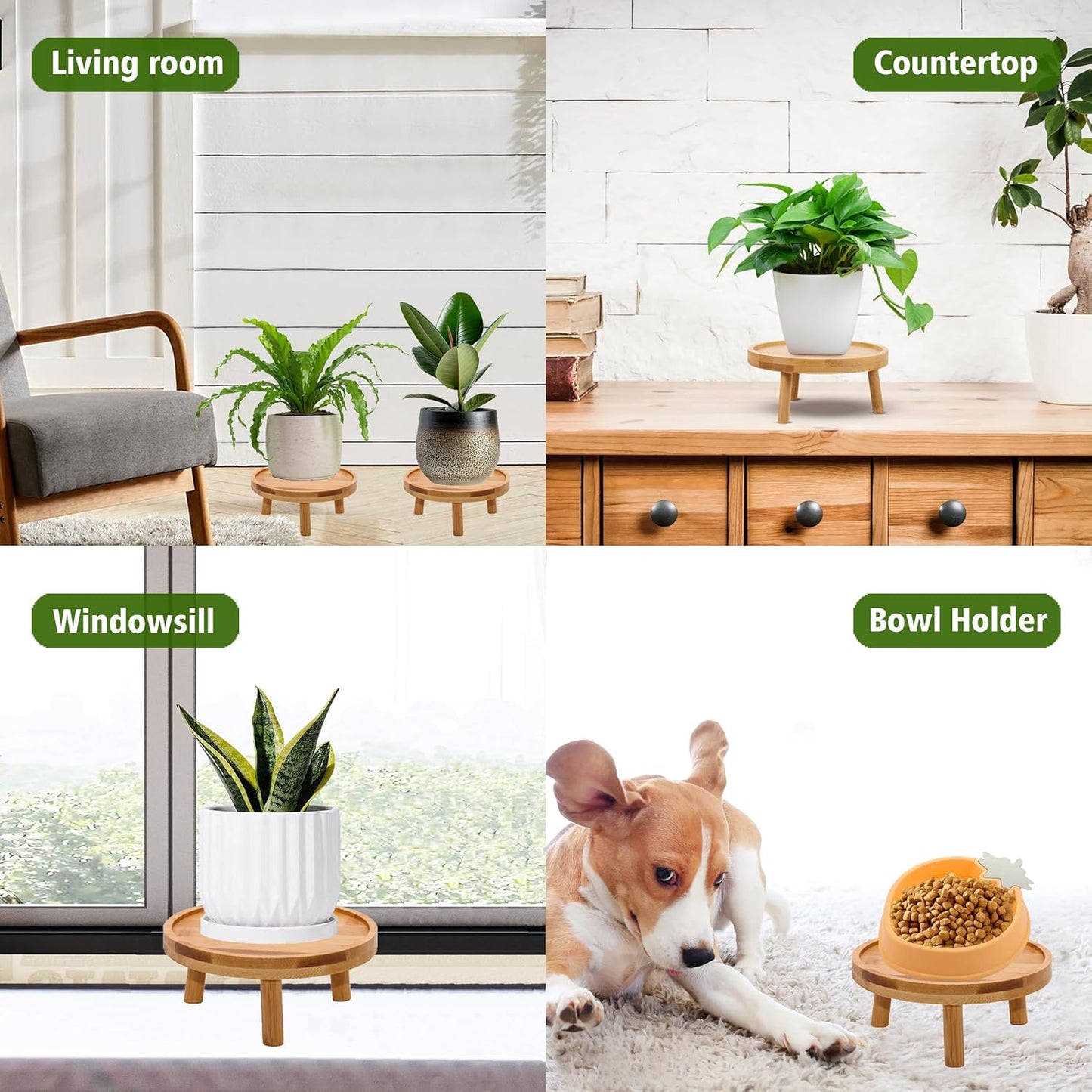 ARTORA Mid Century Modern Plant Stand, Wood Indoor Plant Holder Succulents Plant Pot Raiser Decorative Corner Planter Stand for Small to Medium Plants (Natural 2PCS)