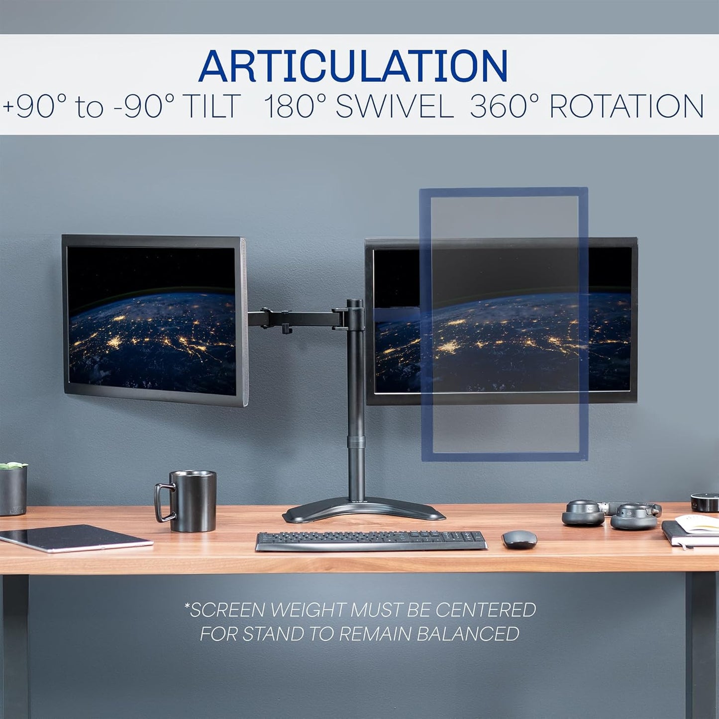VIVO STAND-V002F Dual LED LCD Monitor Free-Standing Desk Stand for 2 S