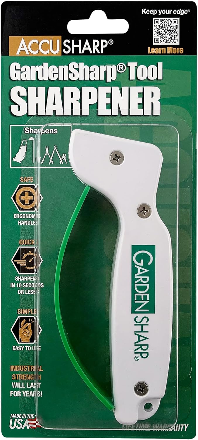 AccuSharp Garden Tool Sharpener, Diamond-Honed Tungsten Carbide Blades