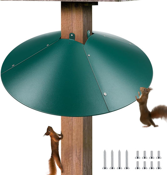 Qualirey 1 Pack 21.5 Inch Metal Squirrel Proof Baffle for 4 x 4 Posts Wrap Around Guard for Bird Feeder Pole to Deter Squirrels (Green)